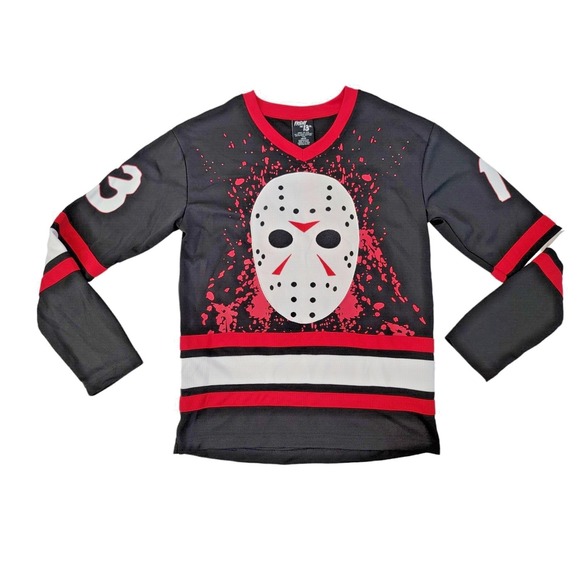 Friday The 13Th Other - Friday the 13th Jason Voorhees Hockey Jersey Men's Size XS Shirt‎ Black & Red